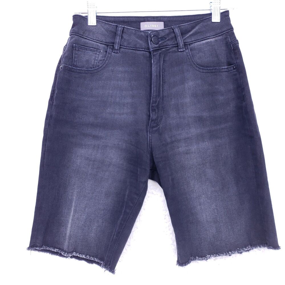 DL1961 Black Emilie High Rise Bermuda Jean Shorts Women Size 26 Denim Pants